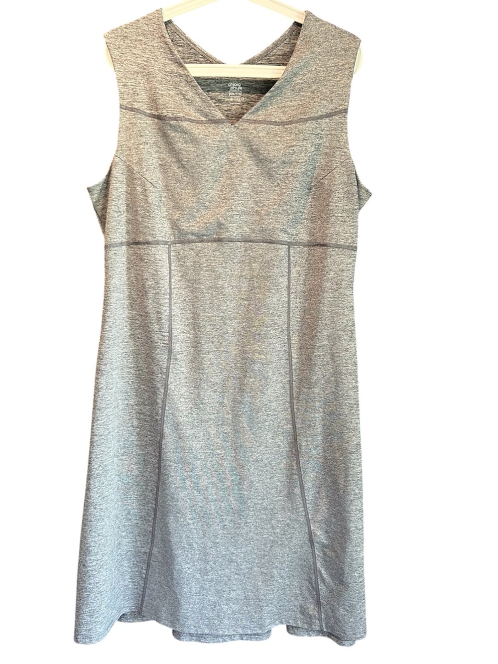 Sleeveless Gray V-Neck Midi Dress by Chlorophylle